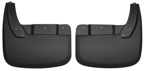 Husky Liners Custom Molded: pair of black custom-molded mud guards on a white background