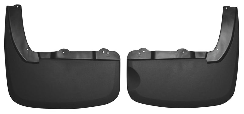Husky Liners Custom Molded: pair of black custom-molded mud guards on a white background