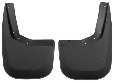 Husky Liners Custom Molded: pair of black custom-molded mud guards on a white background