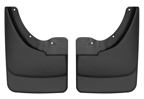 Husky Liners Custom Molded: pair of black custom-molded mud guards on a white background (representative image; each guard is molded for its own vehicle)