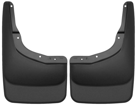 Husky Liners Custom Molded: pair of black custom-molded mud guards on a white background