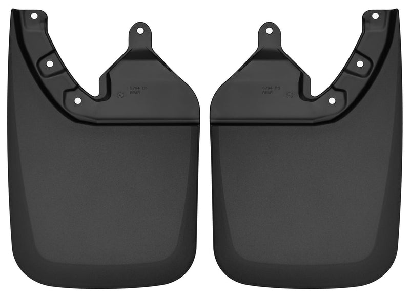 Husky Liners Custom Molded: pair of black custom-molded mud guards on a white background