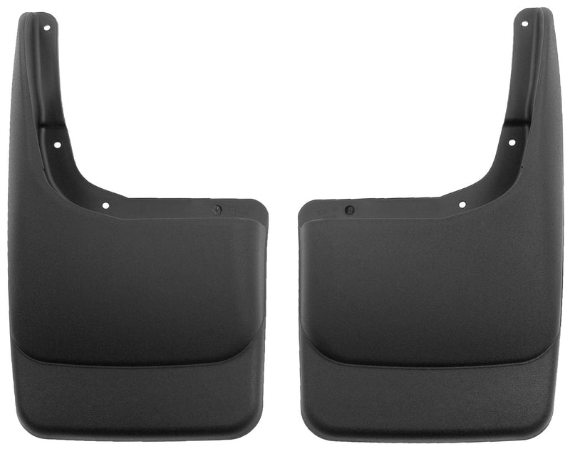 Husky Liners Custom Molded: pair of black custom-molded mud guards on a white background