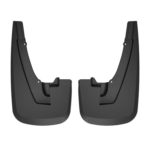 Husky Liners Custom Molded: pair of black custom-molded mud guards on a white background