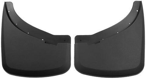 Husky Liners Custom Molded: pair of black custom-molded mud guards on a white background