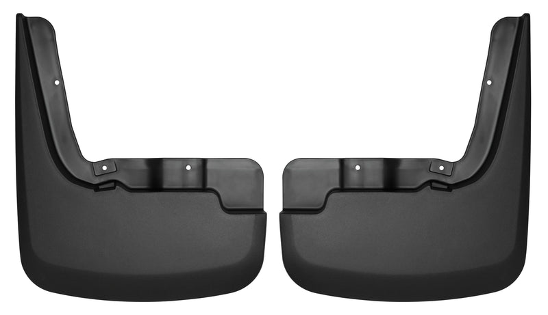Husky Liners Custom Molded: pair of black custom-molded mud guards on a white background