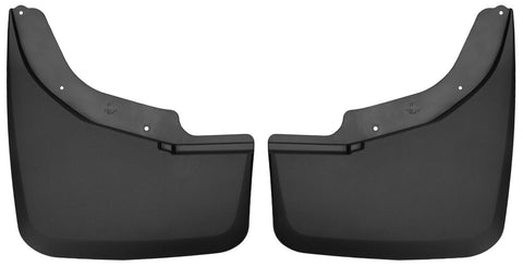 Husky Liners Custom Molded: pair of black custom-molded mud guards on a white background