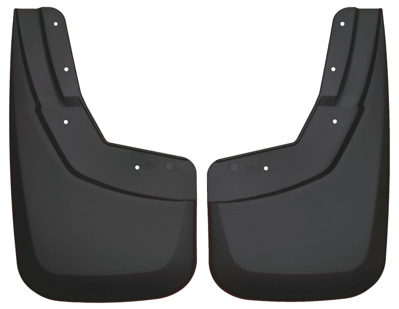 Husky Liners Custom Molded: pair of black custom-molded mud guards on a white background (representative image; each guard is molded for its own vehicle)
