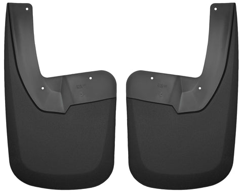 Husky Liners Custom Molded: pair of black custom-molded mud guards on a white background