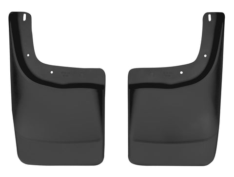 Husky Liners Custom Molded: pair of black custom-molded mud guards on a white background