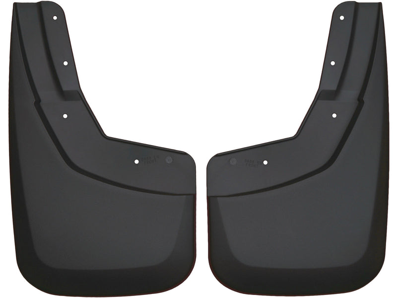 Husky Liners Custom Molded: pair of black custom-molded mud guards on a white background