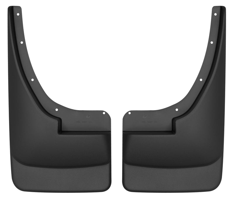 Husky Liners Custom Molded: pair of black molded mud guards, left and right, on a white background