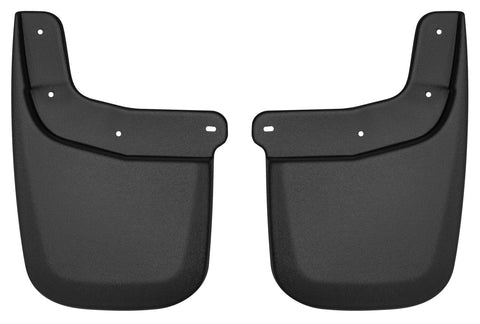 Husky Liners Custom Molded: pair of black molded rear mud guards on a white background