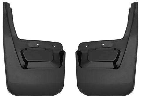 Husky Liners Custom Molded: pair of black molded rear mud guards on a white background
