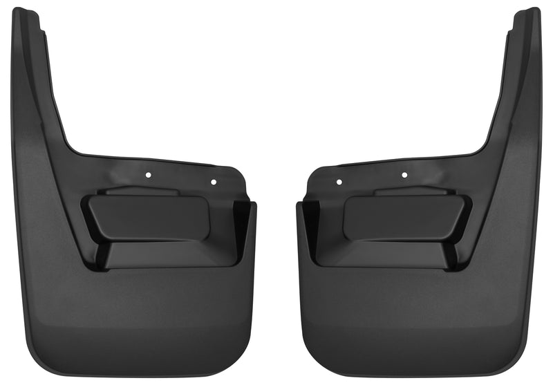 Husky Liners Custom Molded: pair of black molded rear mud guards on a white background