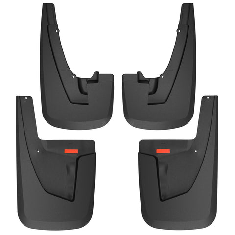 Husky Liners Custom Molded: set of four black custom-molded mud guards, front and rear pairs, on a white background