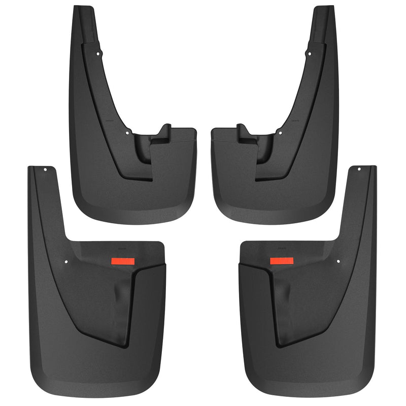 Husky Liners Custom Molded: set of four black custom-molded mud guards, front and rear pairs, on a white background