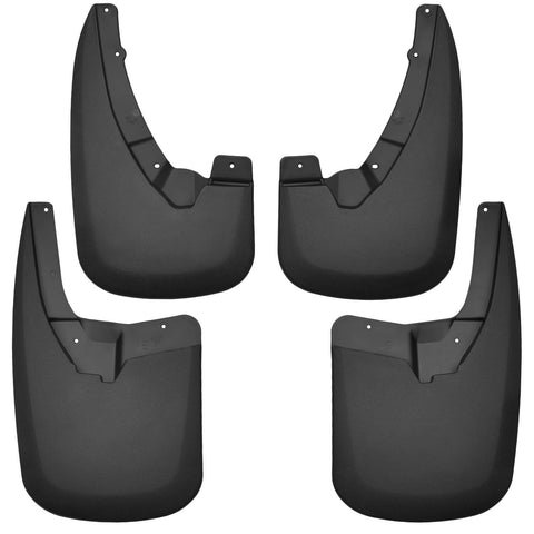 Husky Liners Custom Molded: set of four black custom-molded mud guards, front and rear pairs, on a white background