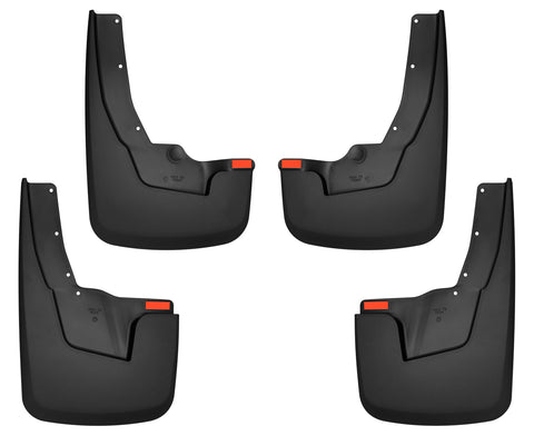 Husky Liners Custom Molded: set of four black custom-molded mud guards, front and rear pairs, on a white background