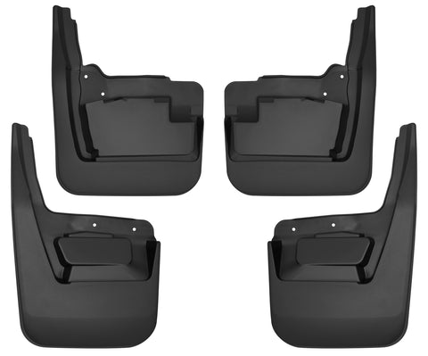 Husky Liners Custom Molded: set of four black custom-molded mud guards, front and rear pairs, on a white background