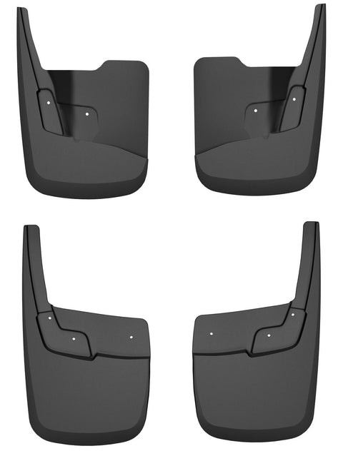 Husky Liners Custom Molded: set of four black custom-molded mud guards, front and rear pairs, on a white background