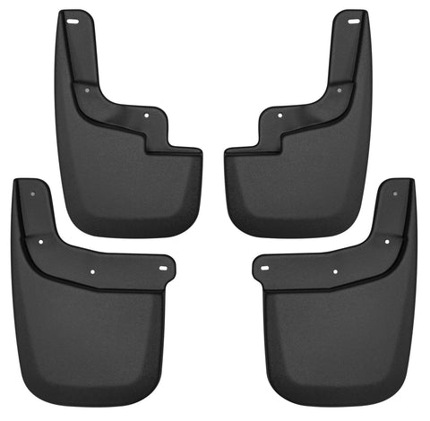 Husky Liners Custom Molded: set of four black custom-molded mud guards, front and rear pairs, on a white background