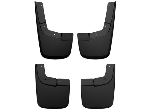 Husky Liners Custom Molded: set of four black molded mud guards, front and rear pairs, on a white background