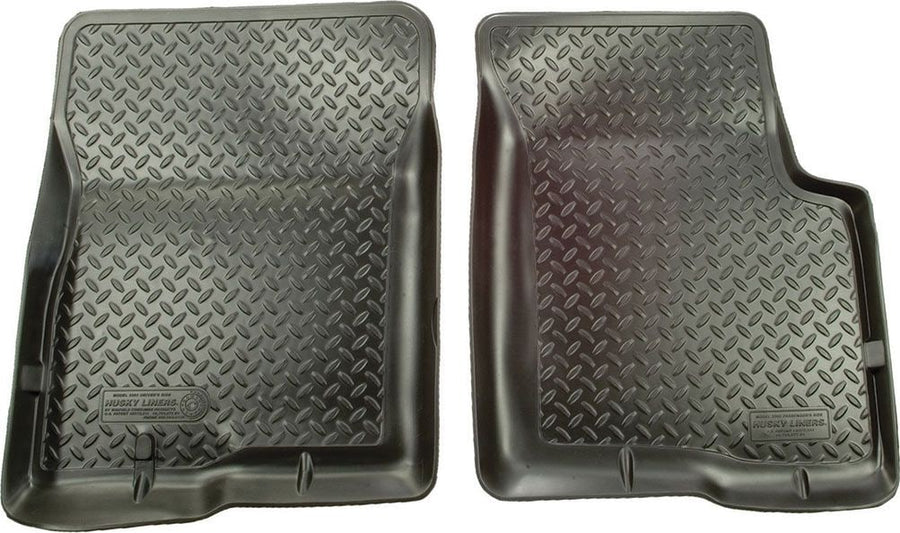 Husky Liners Classic Style Floor Liners: Pair of black Classic Style front floor liners on a white background
