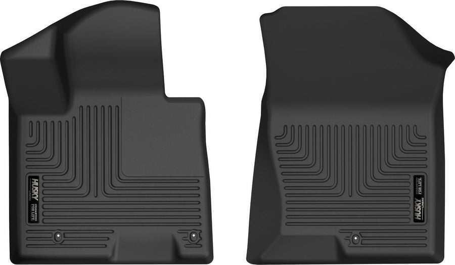 Husky Liners X-act Contour Floor Liners: Two black front floor liners on white