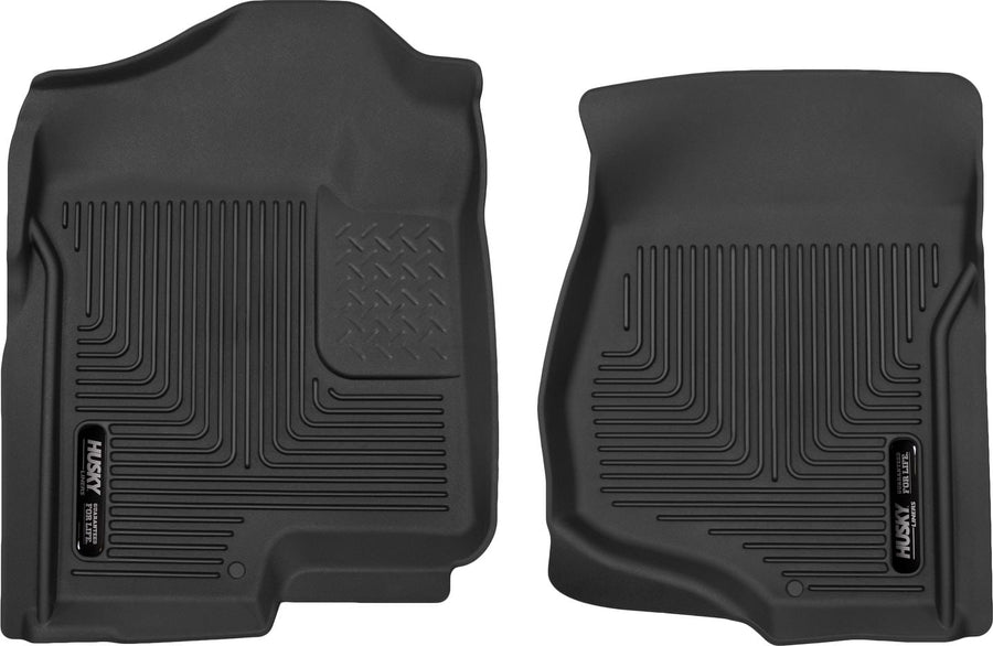 Husky Liners X-act Contour Floor Liners: Two black front floor liners on white