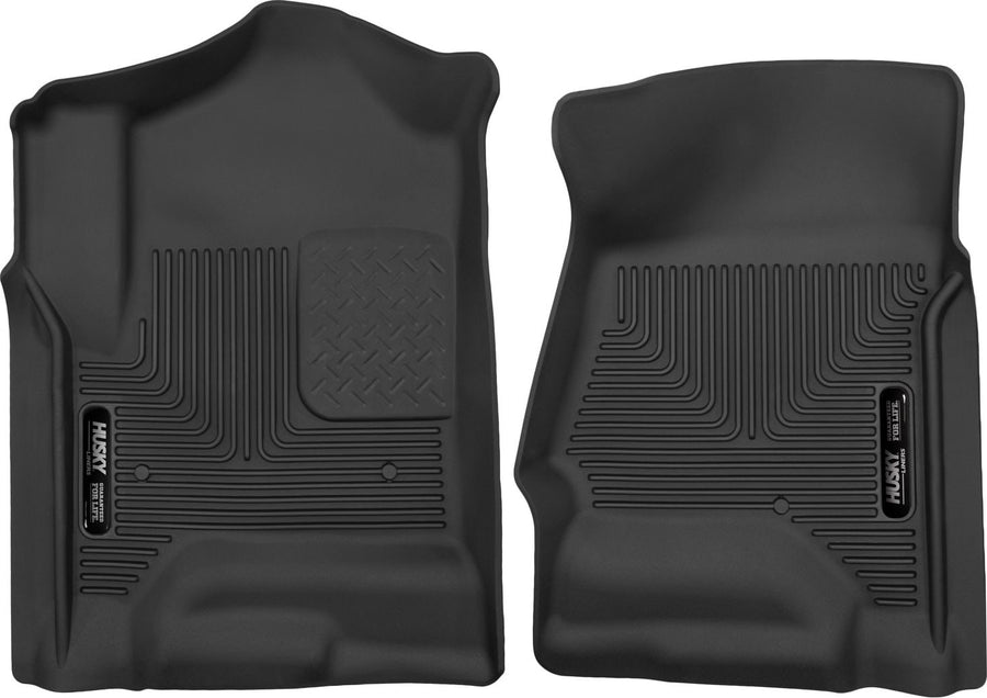 Husky Liners X-act Contour Floor Liners: Two black front floor liners on white