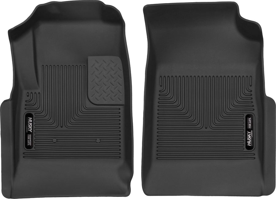 Husky Liners X-act Contour Floor Liners: Two black front floor liners on white