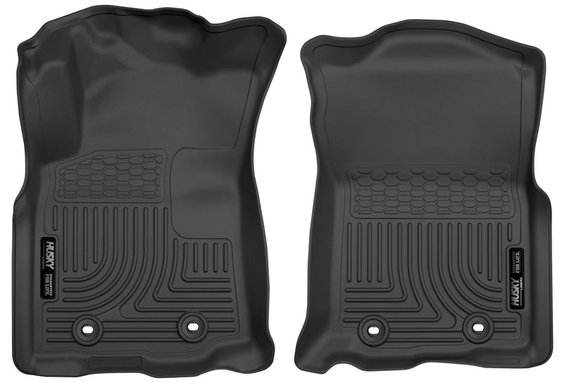 Husky Liners WeatherBeater: pair of black front floor liners on a white background