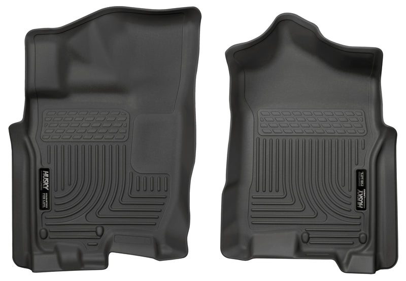 Husky Liners WeatherBeater: pair of black front floor liners on a white background