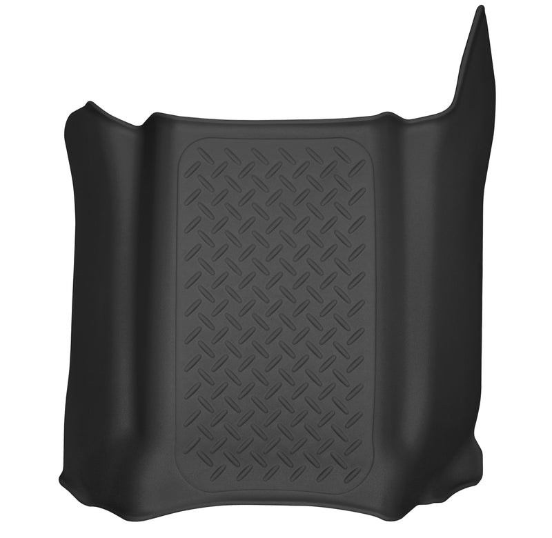 Husky Liners X-act Contour: black molded center hump floor liner with diamond-plate tread, on a white background
