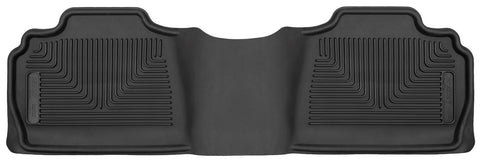 Husky Liners X-act Contour: black one-piece rear floor liner with a center hump section on white, wide crop