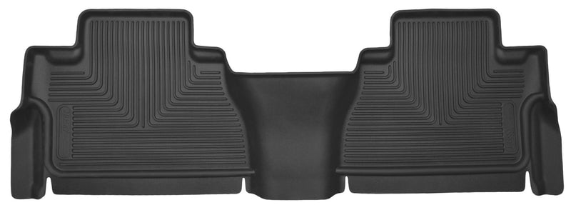 Husky Liners X-act Contour: black X-act Contour one-piece second-row floor liner on a white background