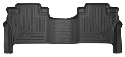 Husky Liners X-act Contour: black X-act Contour one-piece second-row floor liner on a white background