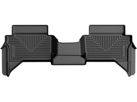 Husky Liners X-act Contour: black X-act Contour one-piece second-row floor liner on a white background