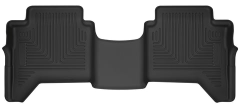Husky Liners X-act Contour: black X-act Contour one-piece second-row floor liner on a white background
