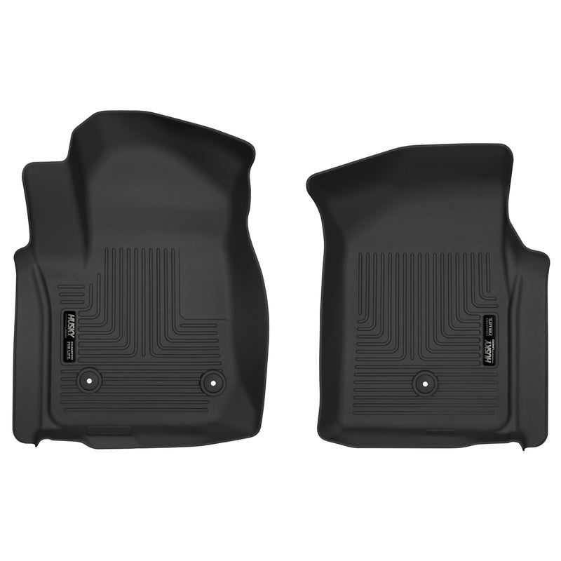 Husky Liners X-act Contour: black X-act Contour pair of front floor liners on a white background