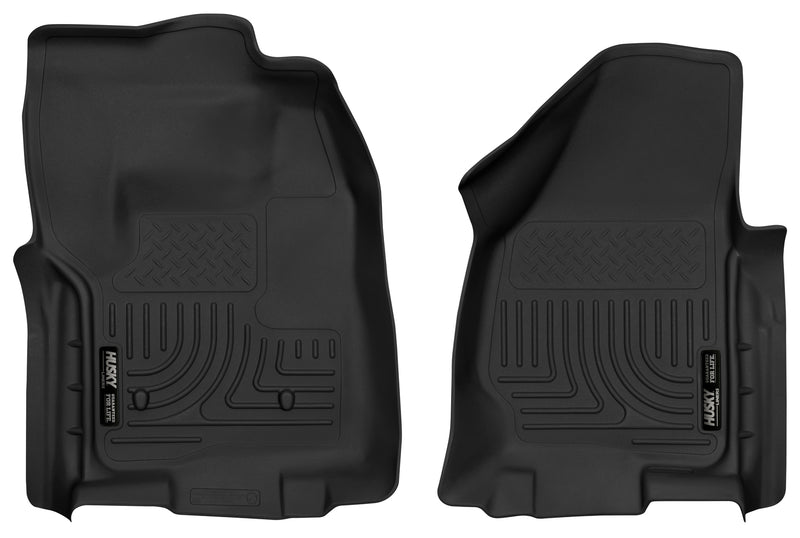 Husky Liners X-act Contour: two black front floor liners on white with tall rear edges