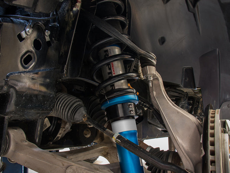 ICON Vehicle Dynamics ICON Box Kits, Block Kits, Air-Ride & Brake-Line Kits: leveling collar installed on the front coilover