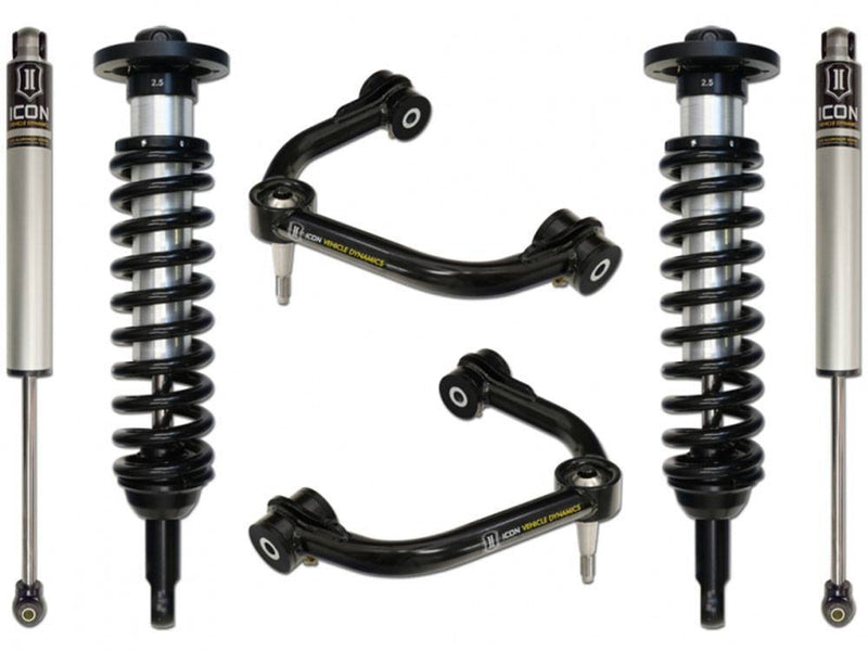 ICON F-150 stage kit layout on white: coilovers, rear shocks and upper control arms
