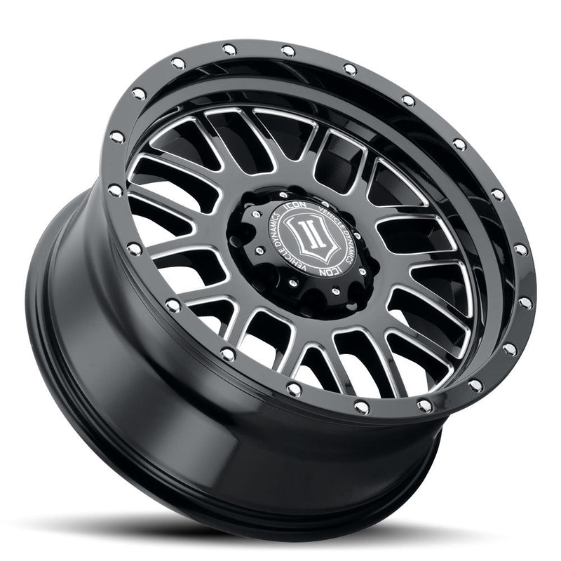 ICON Alloys Alpha wheel, Milled Gloss Black (8-lug)