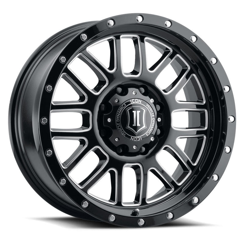 ICON Alloys Alpha wheel, Milled Gloss Black (8-lug)
