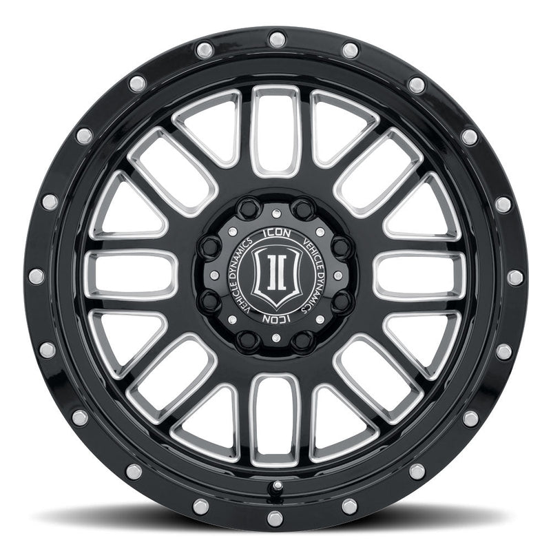 ICON Alloys Alpha wheel, Milled Gloss Black (8-lug)