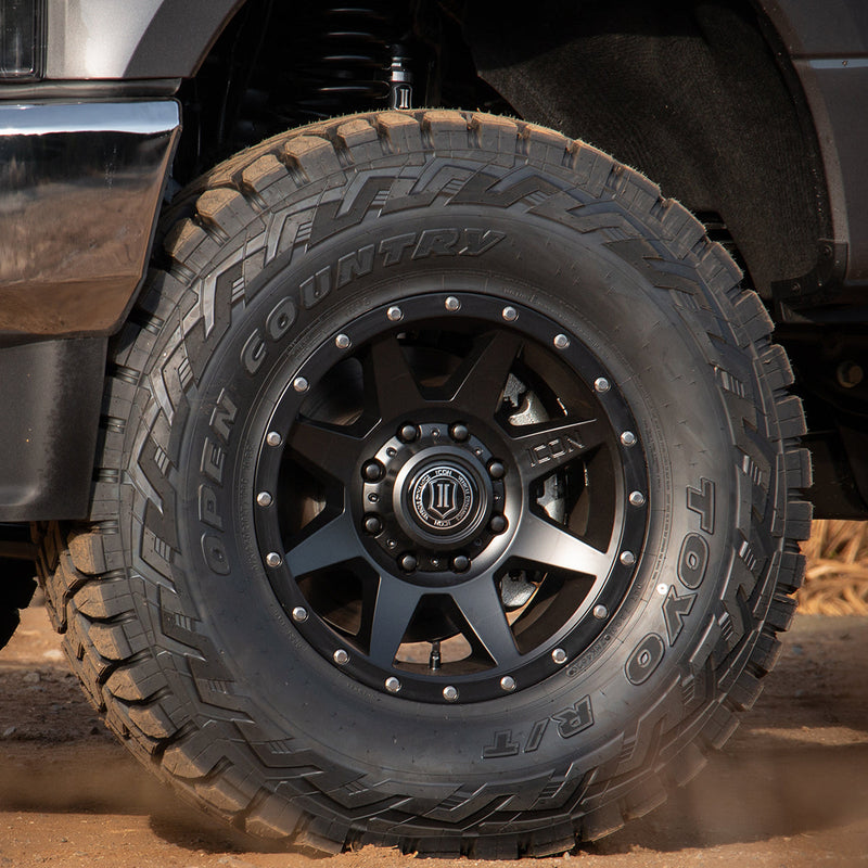 ICON Alloys Rebound HD wheel, Matte Black: wheel and tire close-up
