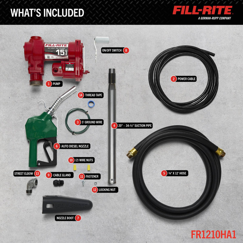 Fill-Rite FR1210HA1 12V DC 15 GPM Fuel Transfer Pump with Diesel Nozzle image 3