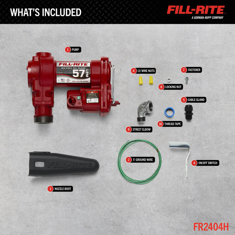 Fill-Rite FR2411GELA 24V DC Pump, Suction Pipe, 3/4inx12 ft Hose, 3/4 in Automatic Nozzle, 807cl Meter image 3